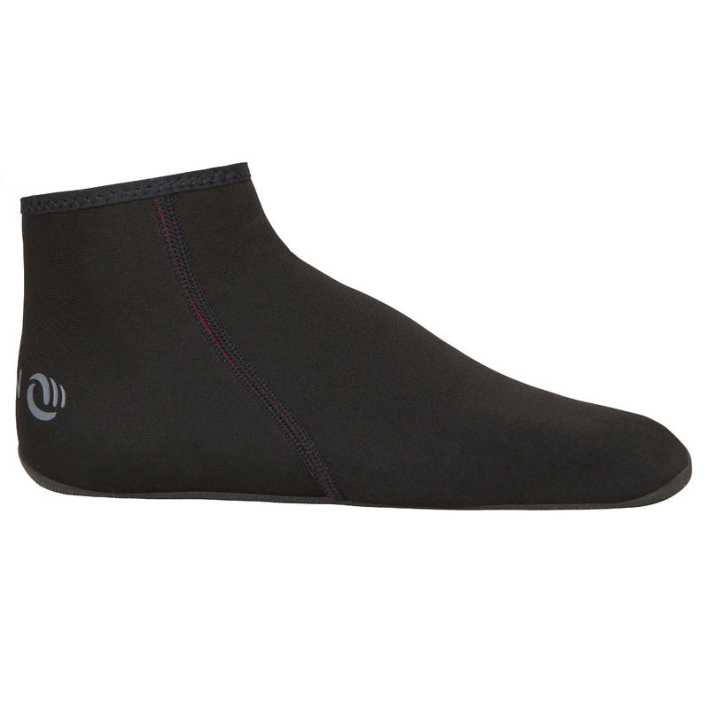 BODYBOARDING AND SURFING SOCKS 2 MM Neoprene 100 BLACK Decathlon