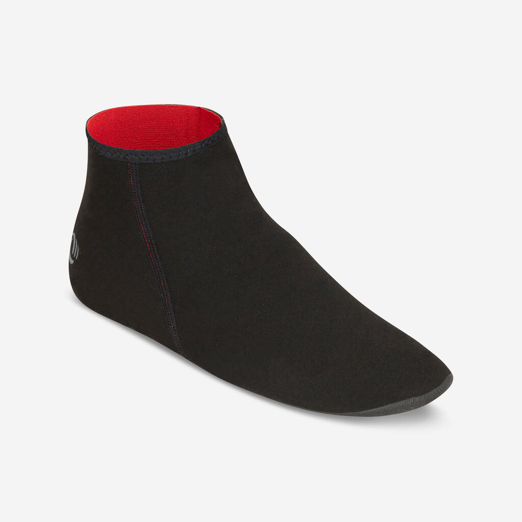 Neoprensocken Surfen/Bodyboarden halbhoch 2 mm - BB100 schwarz