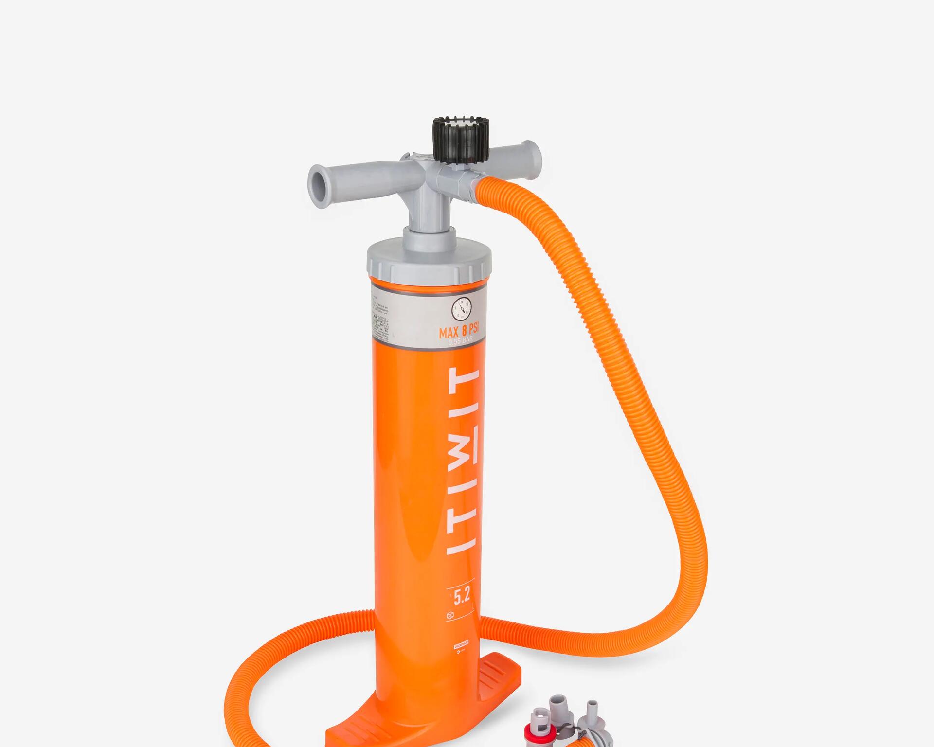 STAND-UP PADDLE DOUBLE-ACTION HIGH-PRESSURE HAND PUMP 20 PSI - ORANGE