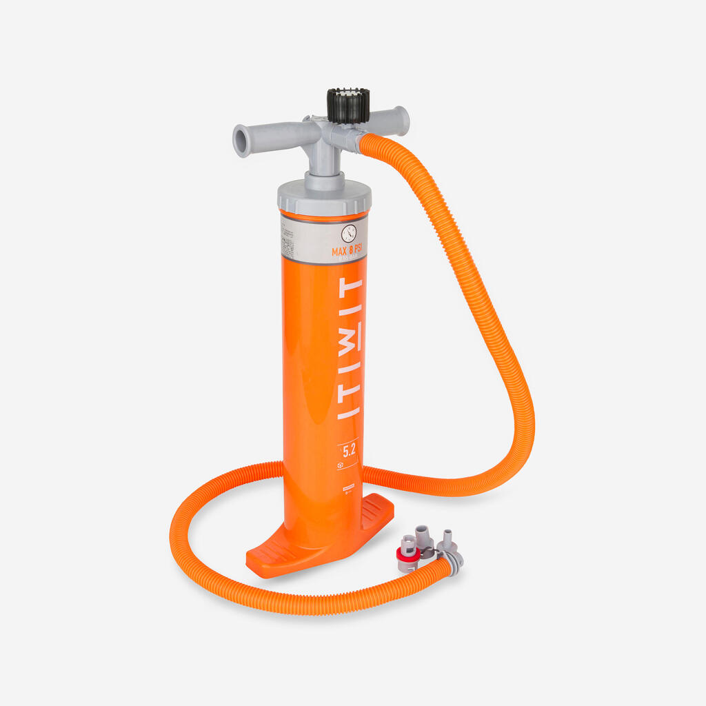 Pumpe Kajak Doppelhub 8 PSI 2 × 2,6 L - orange