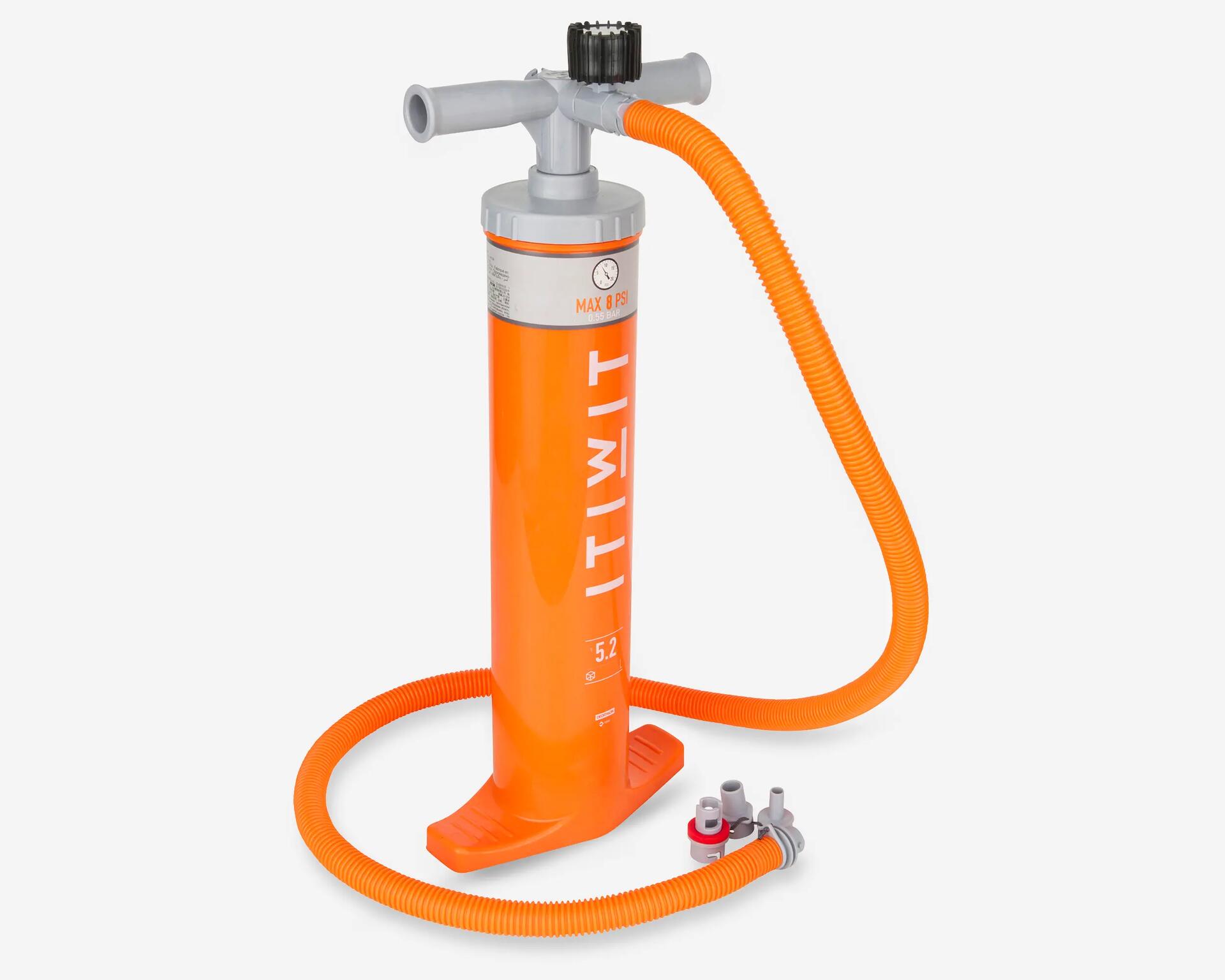 STAND-UP PADDLE DOUBLE-ACTION HIGH-PRESSURE HAND PUMP 20 PSI - ORANGE