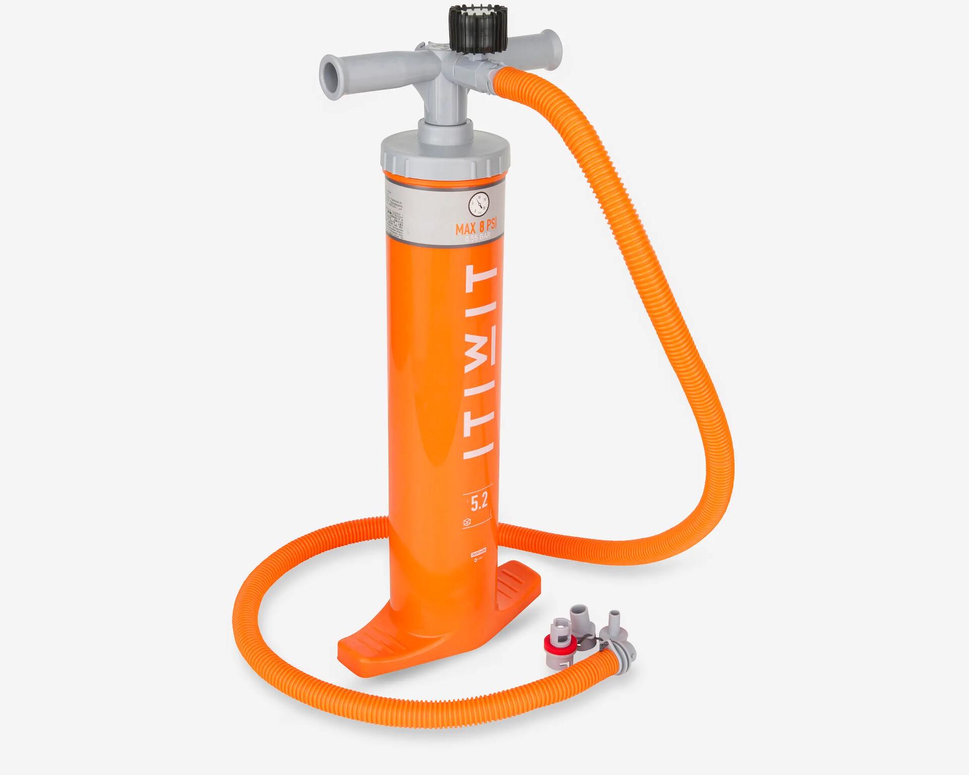 STAND-UP PADDLE DOUBLE-ACTION HIGH-PRESSURE HAND PUMP 20 PSI - ORANGE