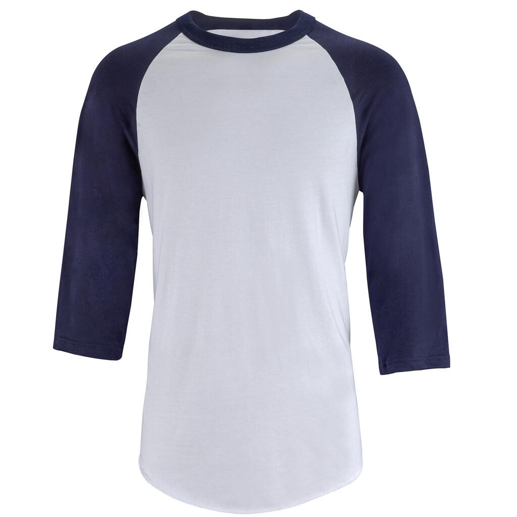 Baseball-Shirt BA 550 ¾-Arm Erwachsene weiß/blau