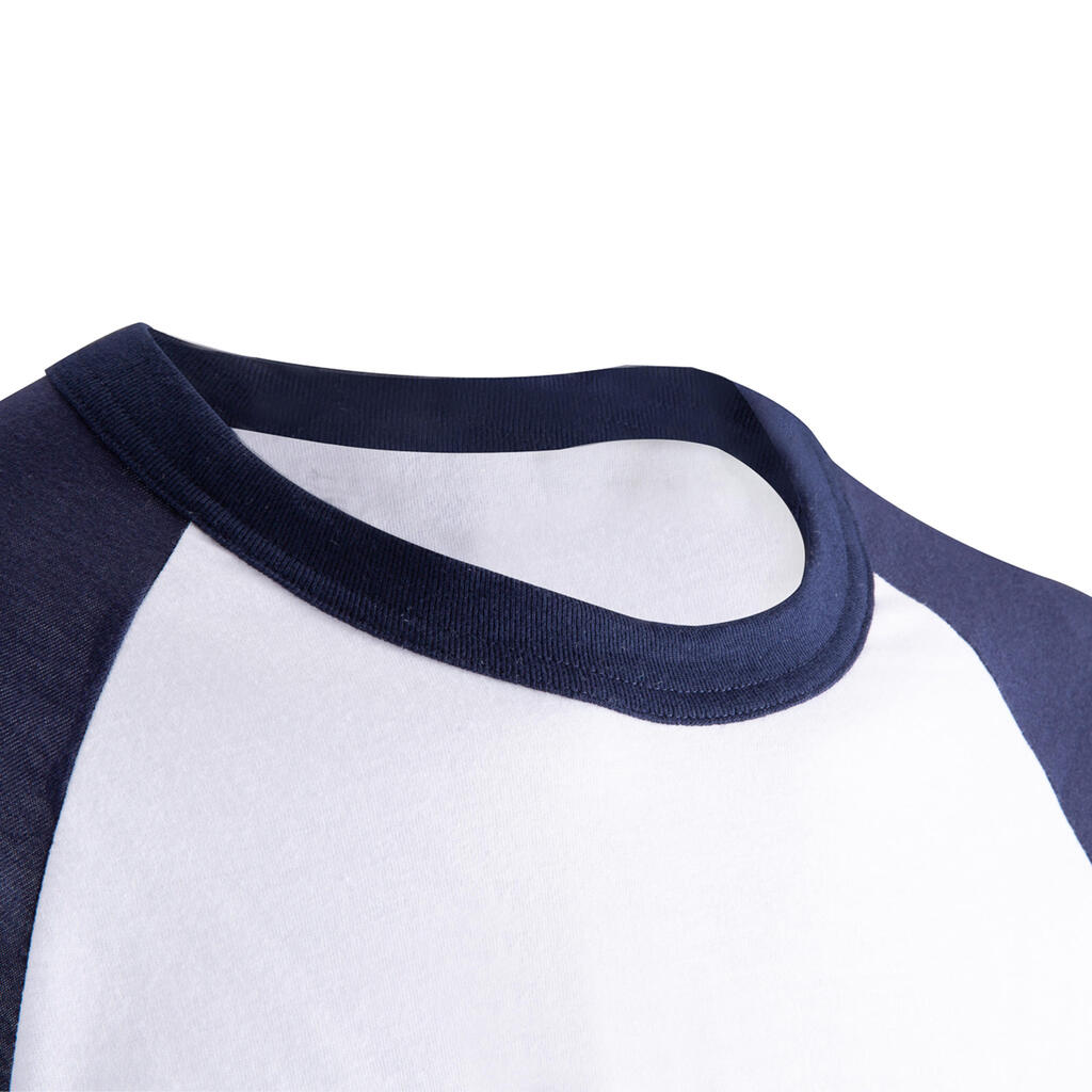 Baseball-Shirt BA 550 ¾-Arm Erwachsene weiß/blau