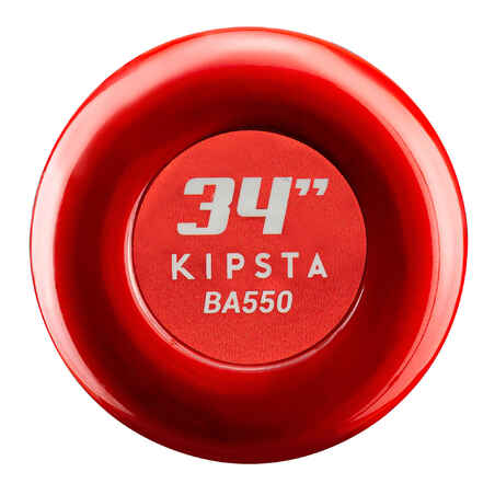 Bate Béisbol Aluminio Kipsta BA550 32'' 34'' Rojo Negro