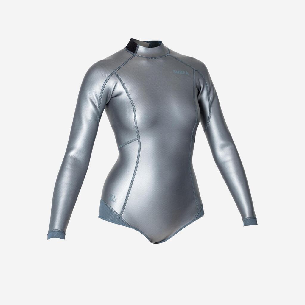 Top Chaqueta Apnea FRD 500 Mujer Neopreno Glide Skin 1,5 mm Gris