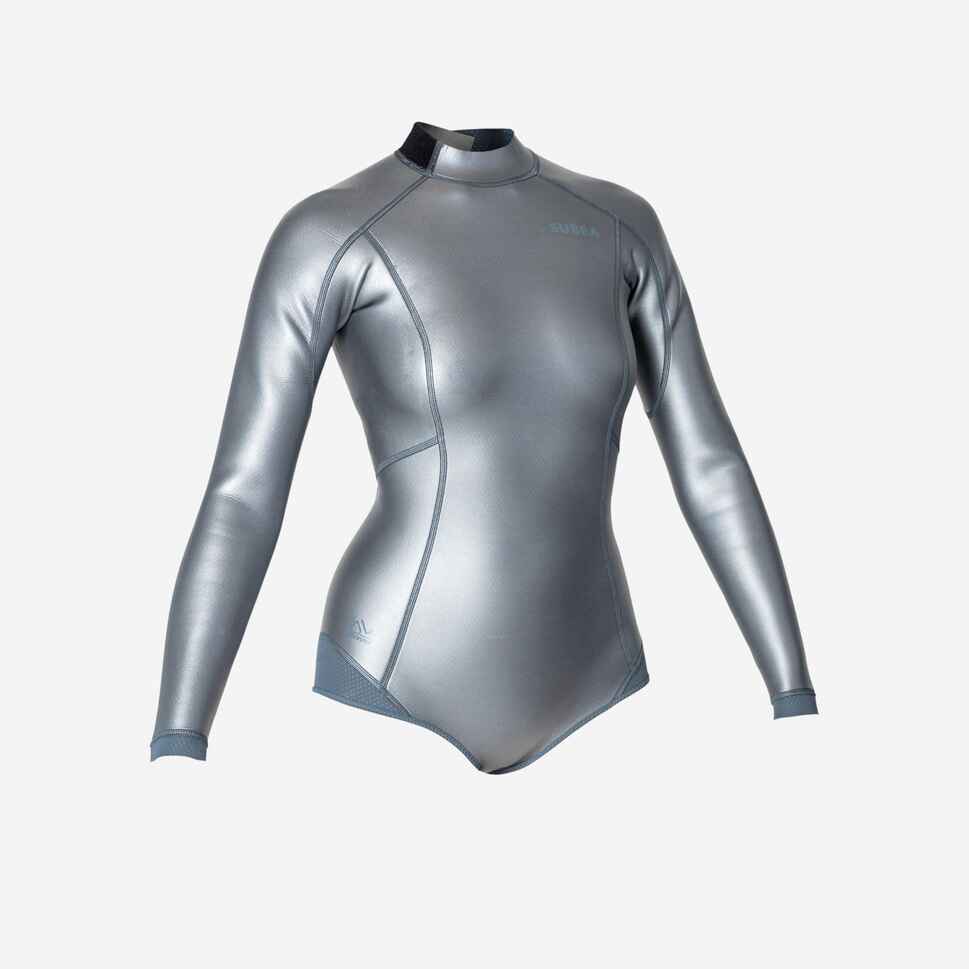 NeoprenTop Shorty Freediving FRD 500 Glide Skin 1,5 mm Damen grau