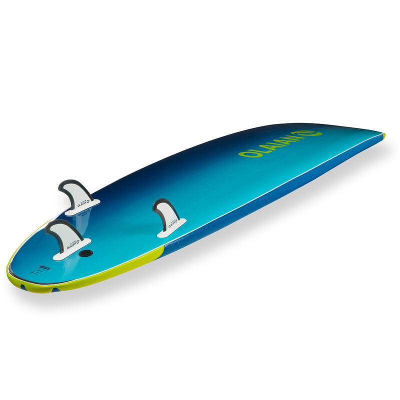 500 Foam Surfboard 8'6”. Supplied with a leash and 3 fins. - Decathlon