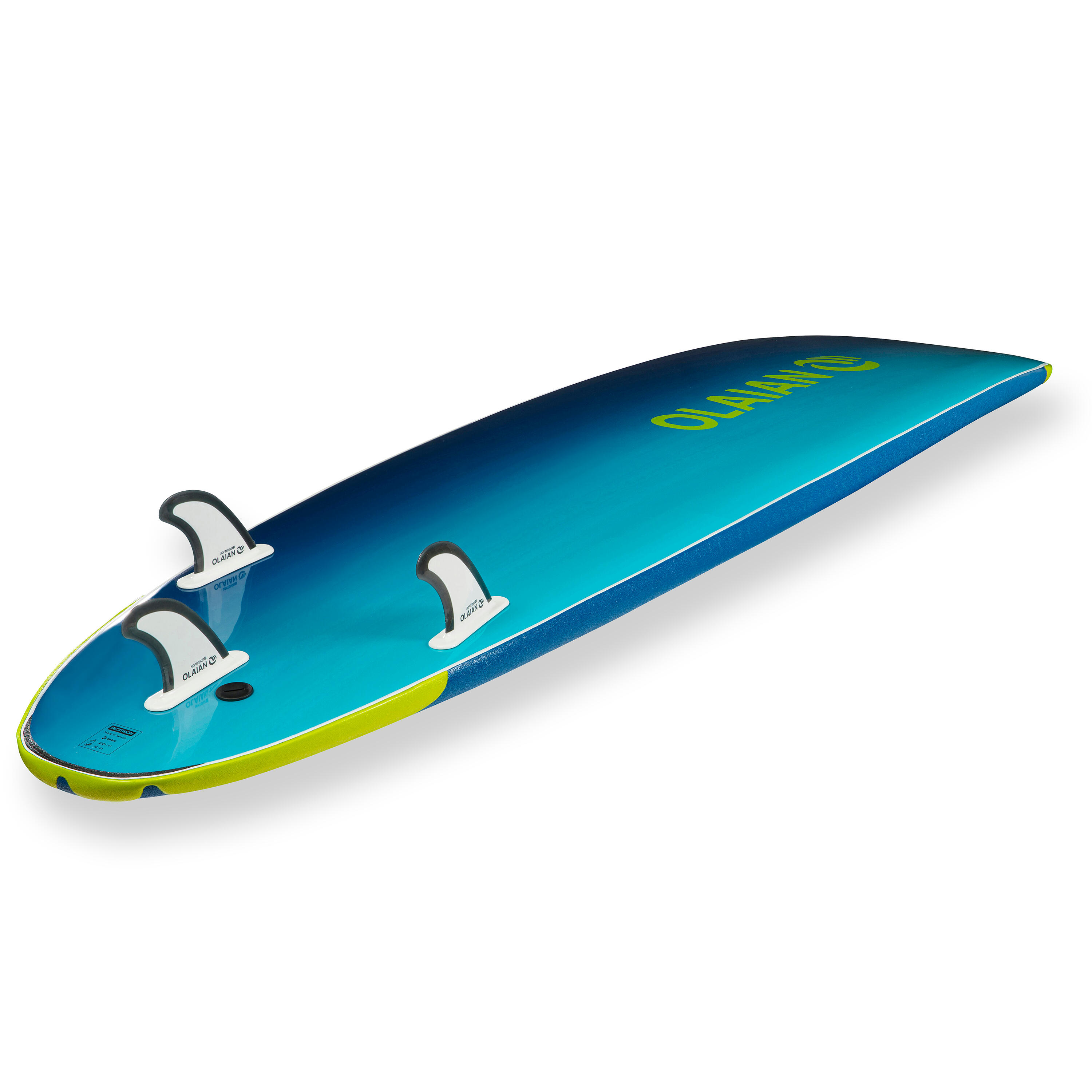 500 Foam Surfboard 8'6”. Supplied with a leash and 3 fins. 3/13