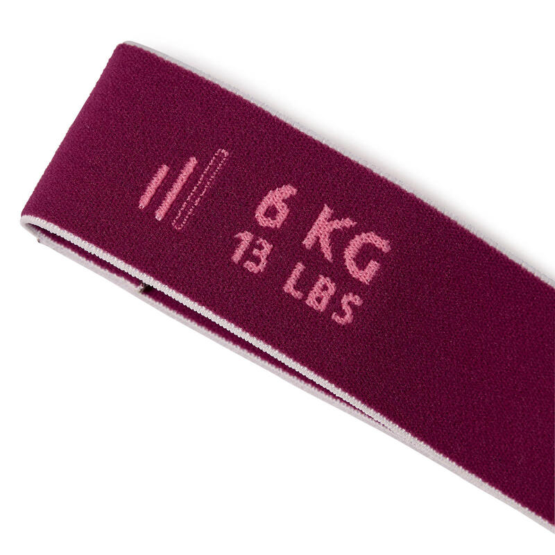 Bandă elastică mini textilă Fitness rezistență 6 kg Bordo 