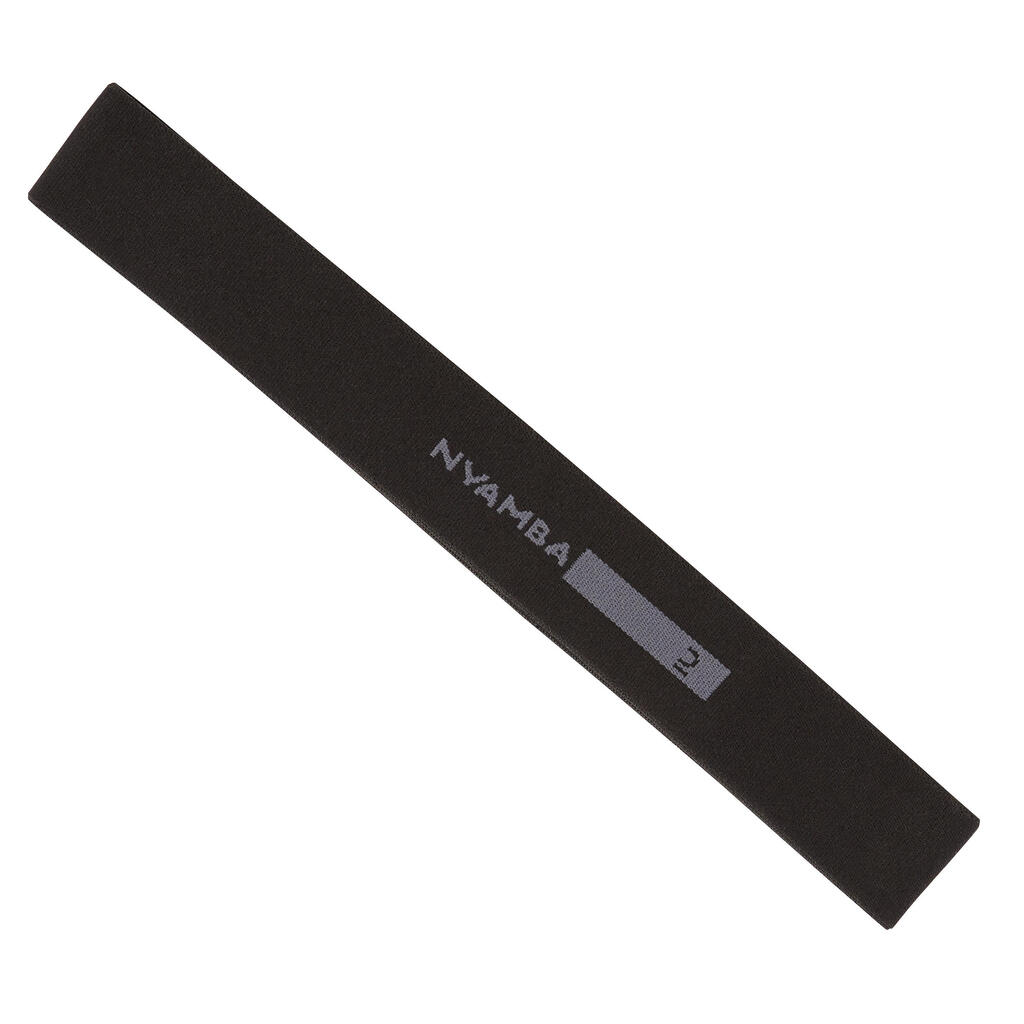 Mini elastický popruh na fitnes s odporom 7 kg textilný – čierny
