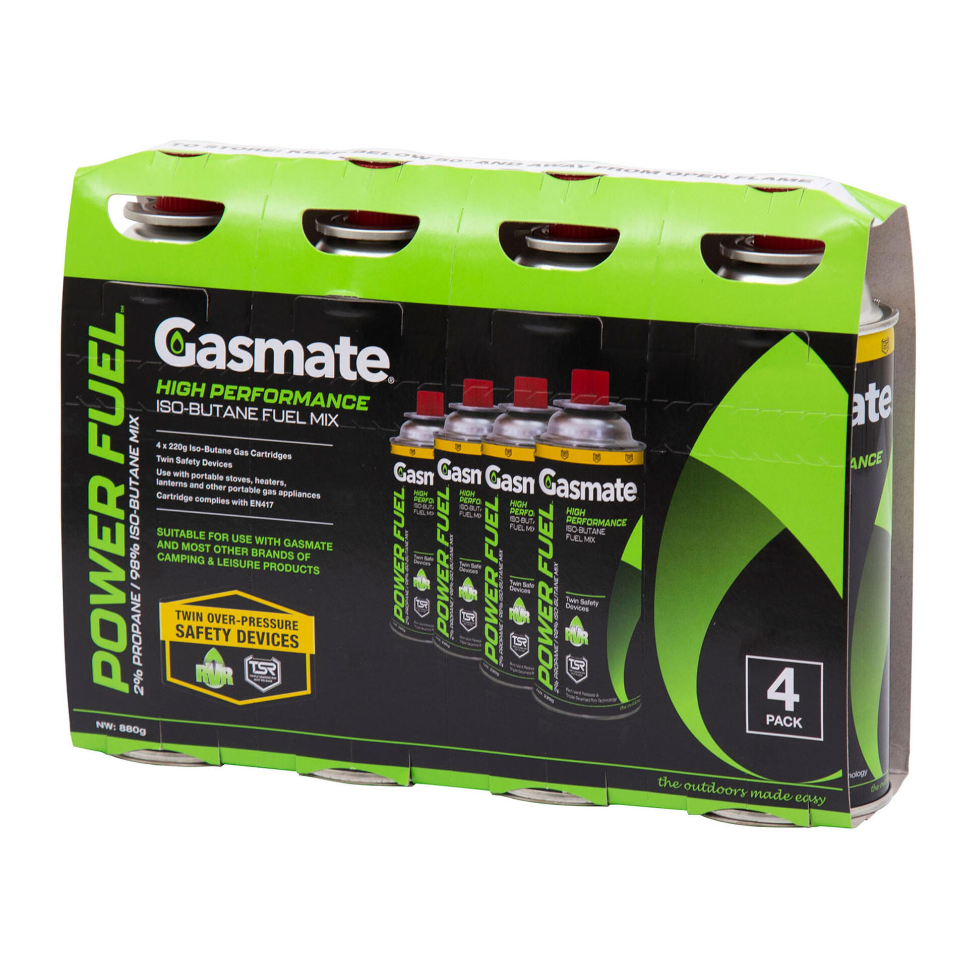 GASMATE 220G ISO-BUTANE CARTRIDGE 4PK
