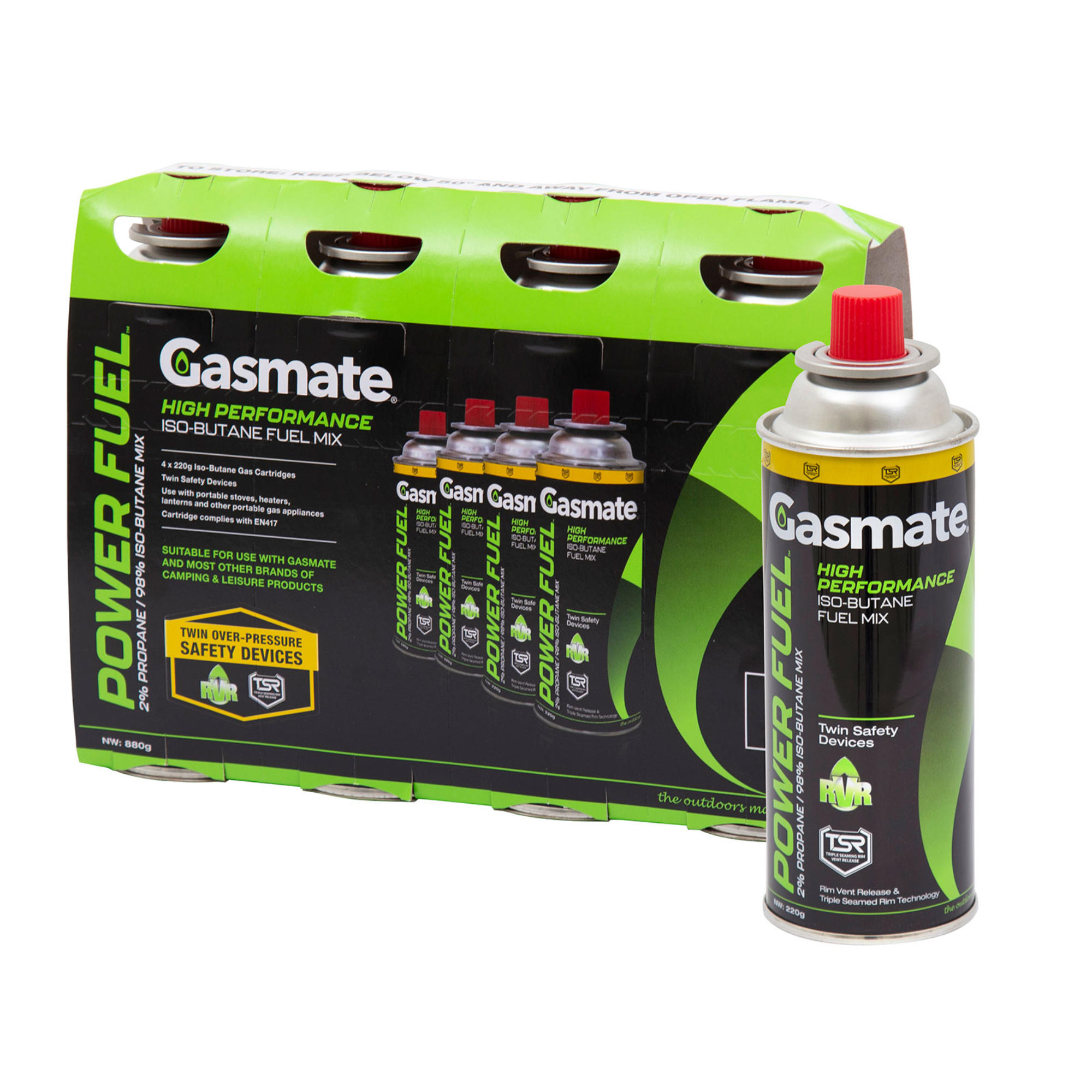 GASMATE 220G ISO-BUTANE CARTRIDGE 4PK