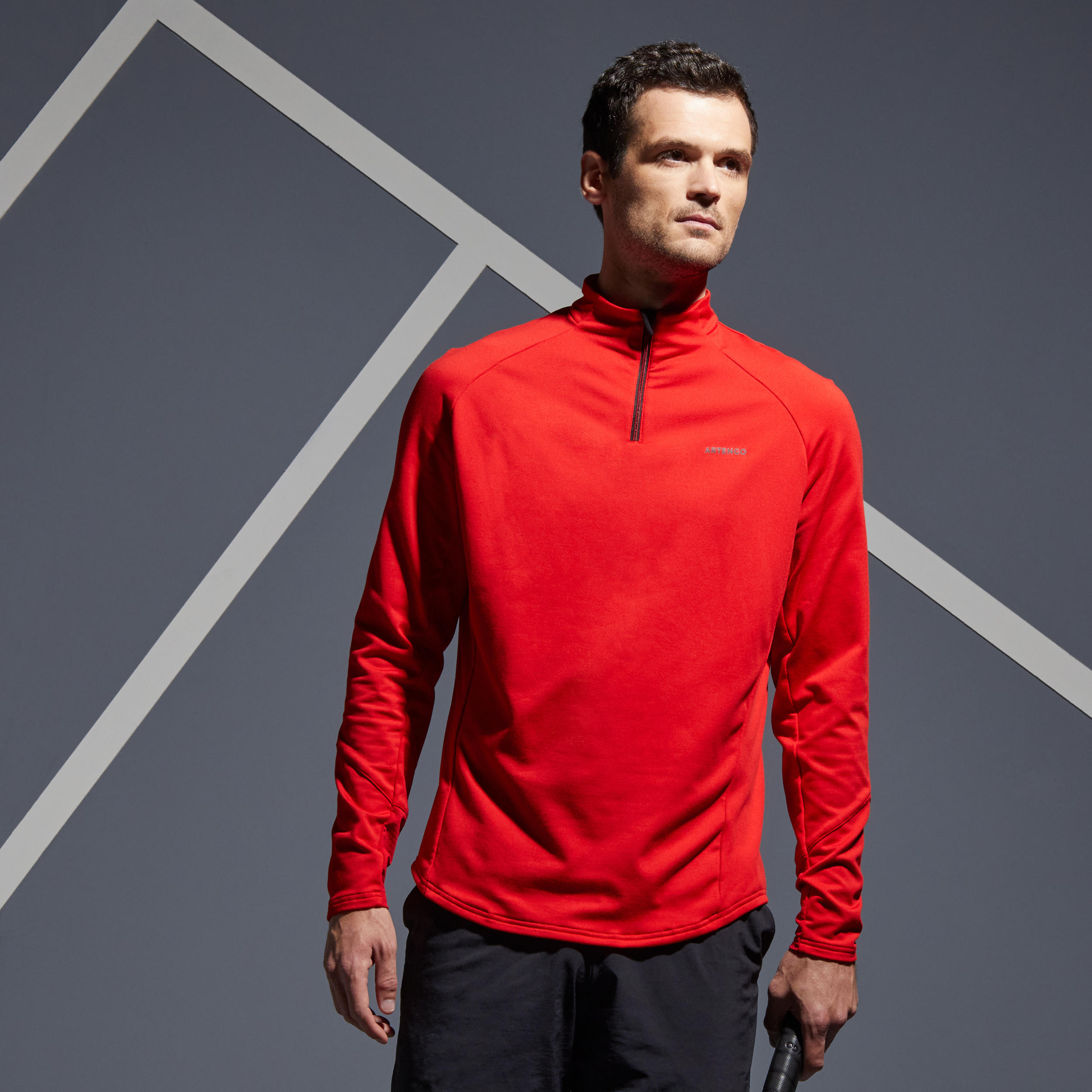 Men's Tennis Long-Sleeved Top Thermic 1/2 Zip - Red 4/8