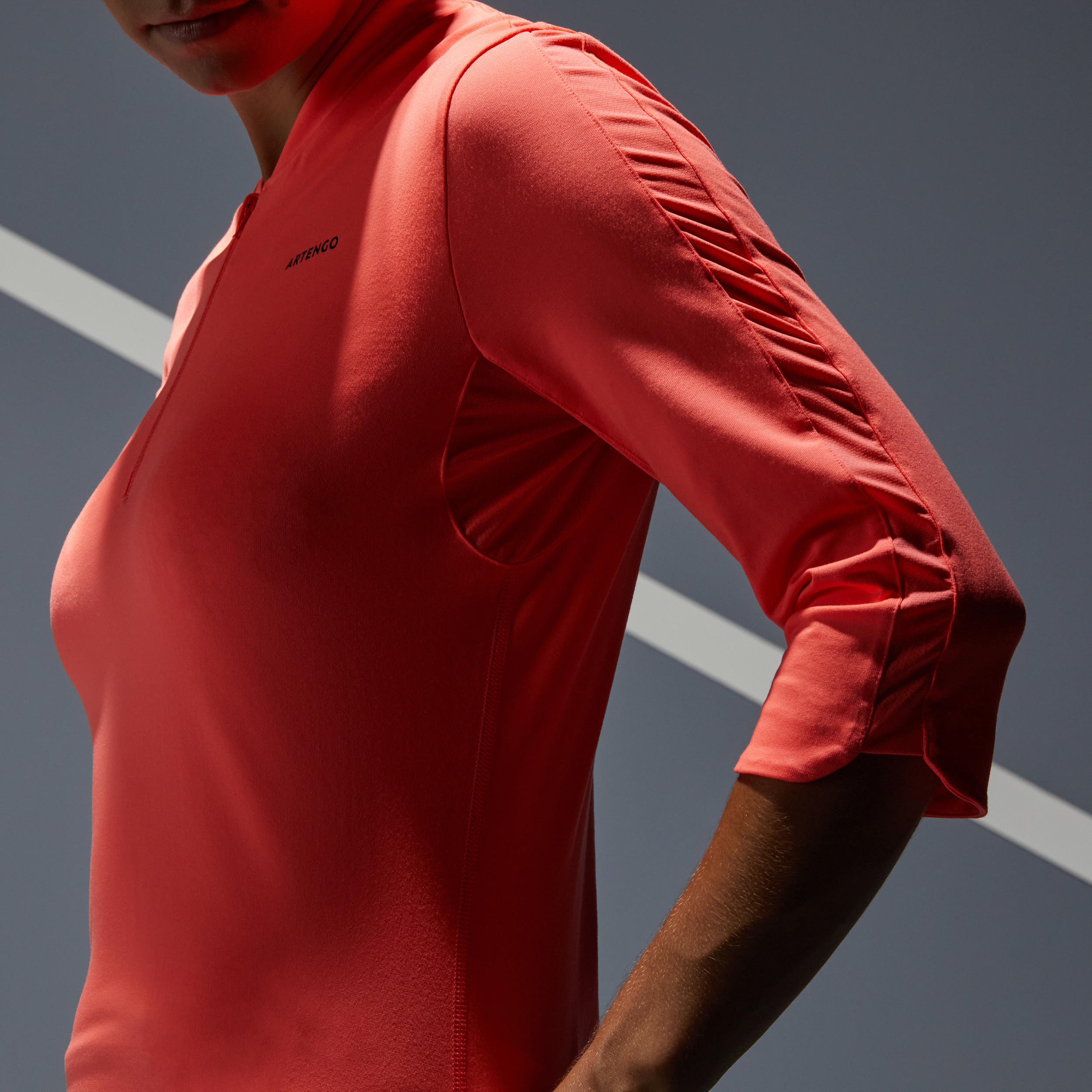 Women's 3/4 Sleeve Tennis T-Shirt Dry 900 - Coral 7/7