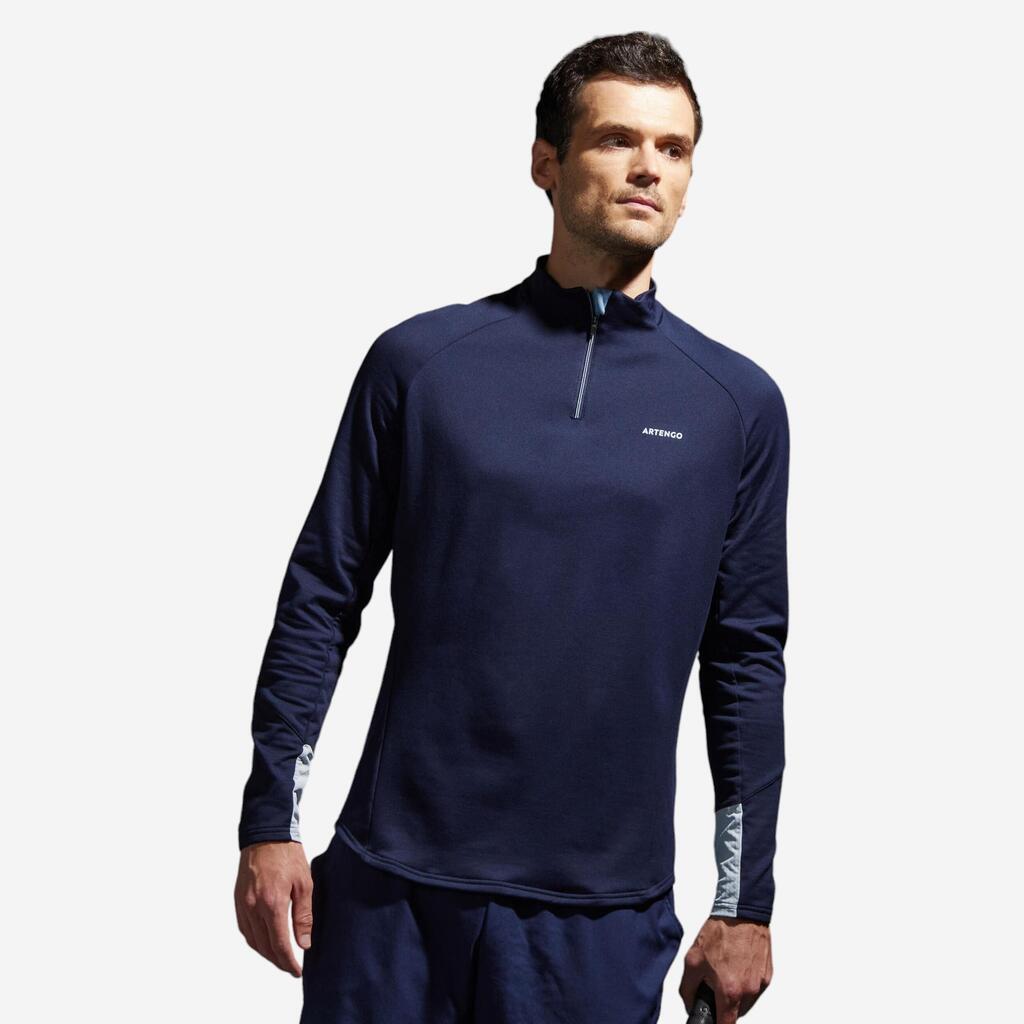 Men's Half-Zip Long-Sleeved Thermal Tennis Sweatshirt - Verdigris