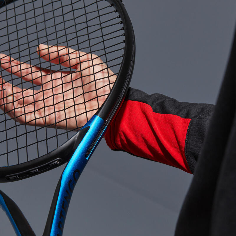 Erkek Uzun Kollu Yarım Fermuarlı Tenis Sweatshirtü - Siyah / Kırmızı - Thermic