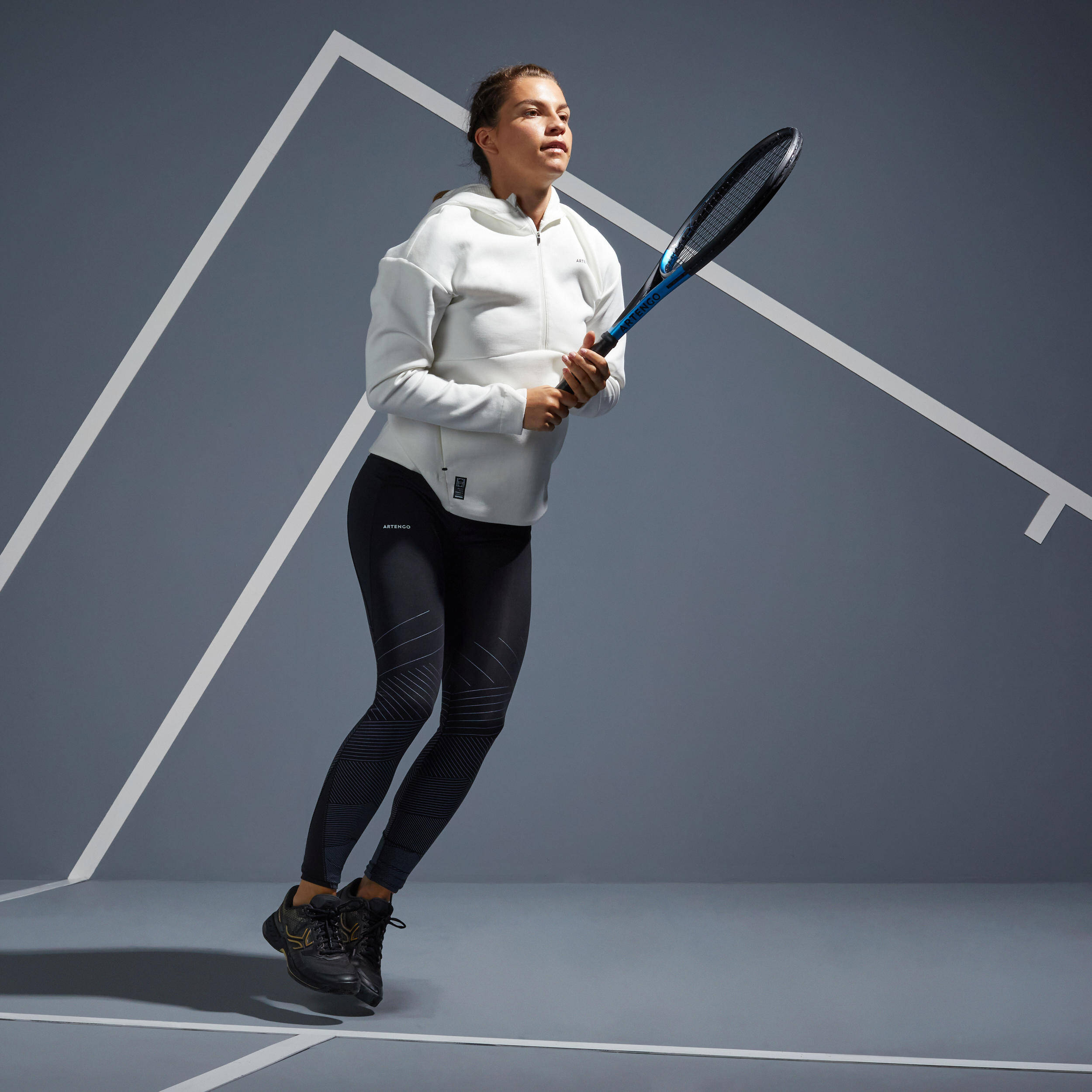 Soft Half Zip Tennis Hoodie Dry 900 - Off-White -  5
