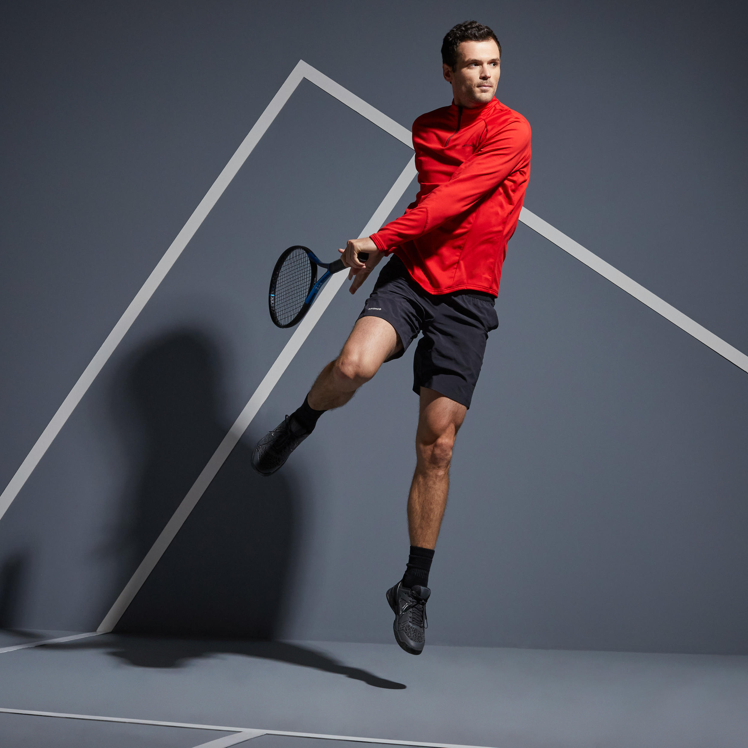 Men's Tennis Long-Sleeved Top Thermic 1/2 Zip - Red 2/8