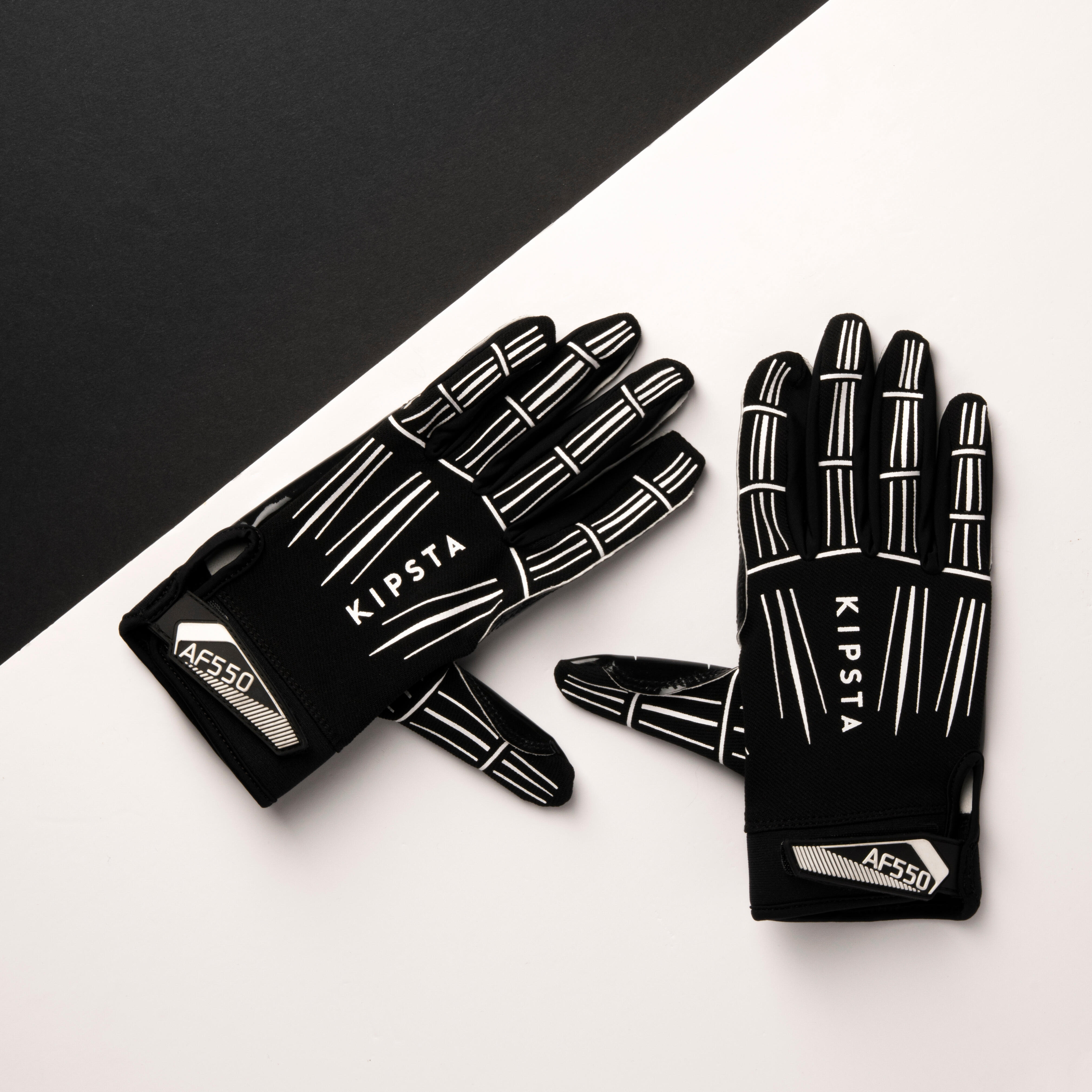 Adult American Football Gloves AF550GR Black KIPSTA Decathlon