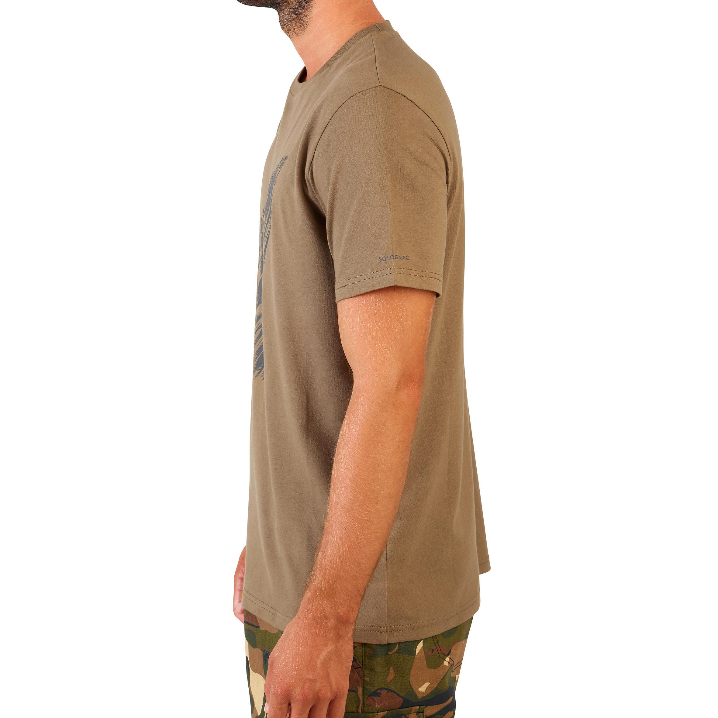 Men's Hunting Short-sleeved T-shirt - 100 predrix beige 5/7