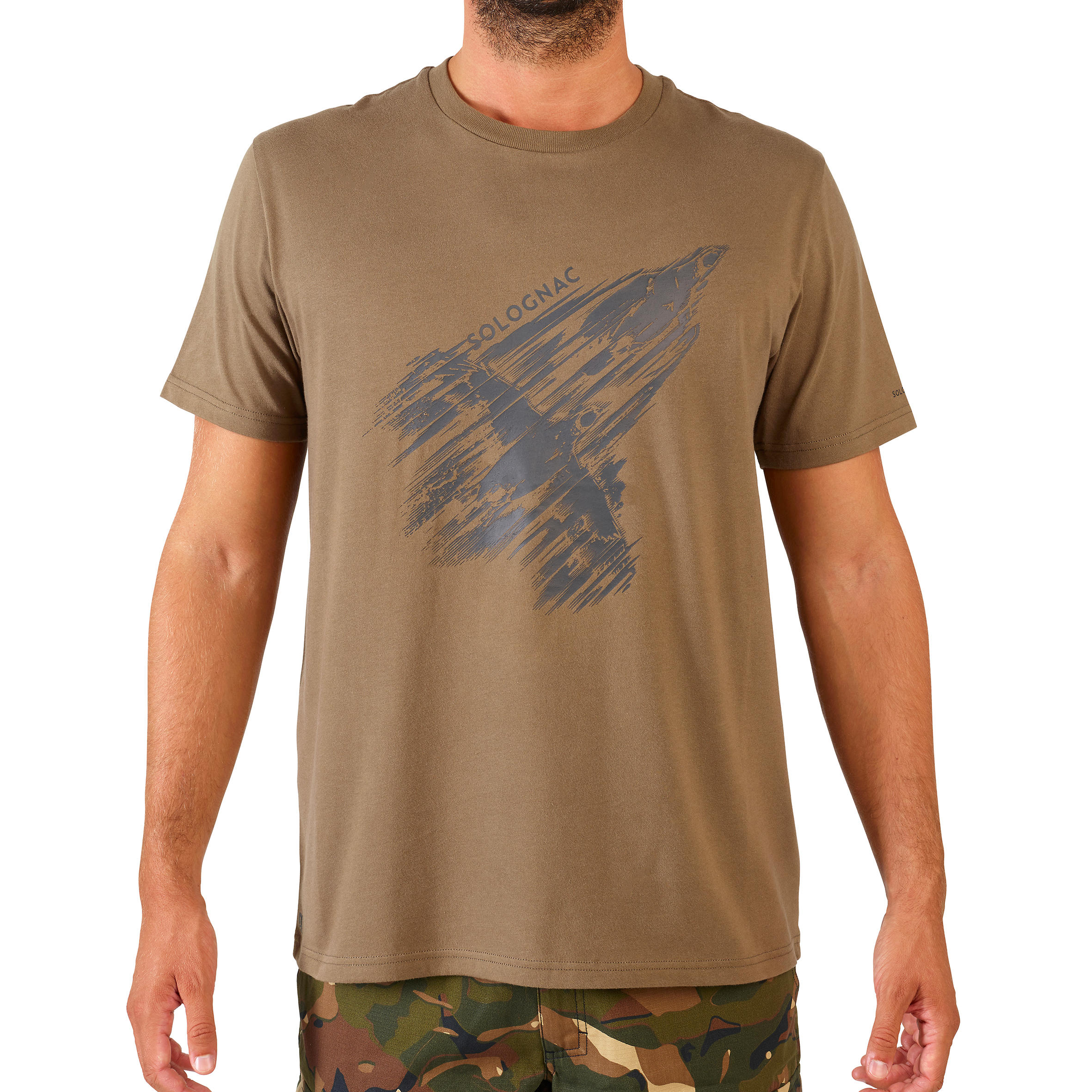 Men's Hunting Short-sleeved T-shirt - 100 predrix beige 2/7