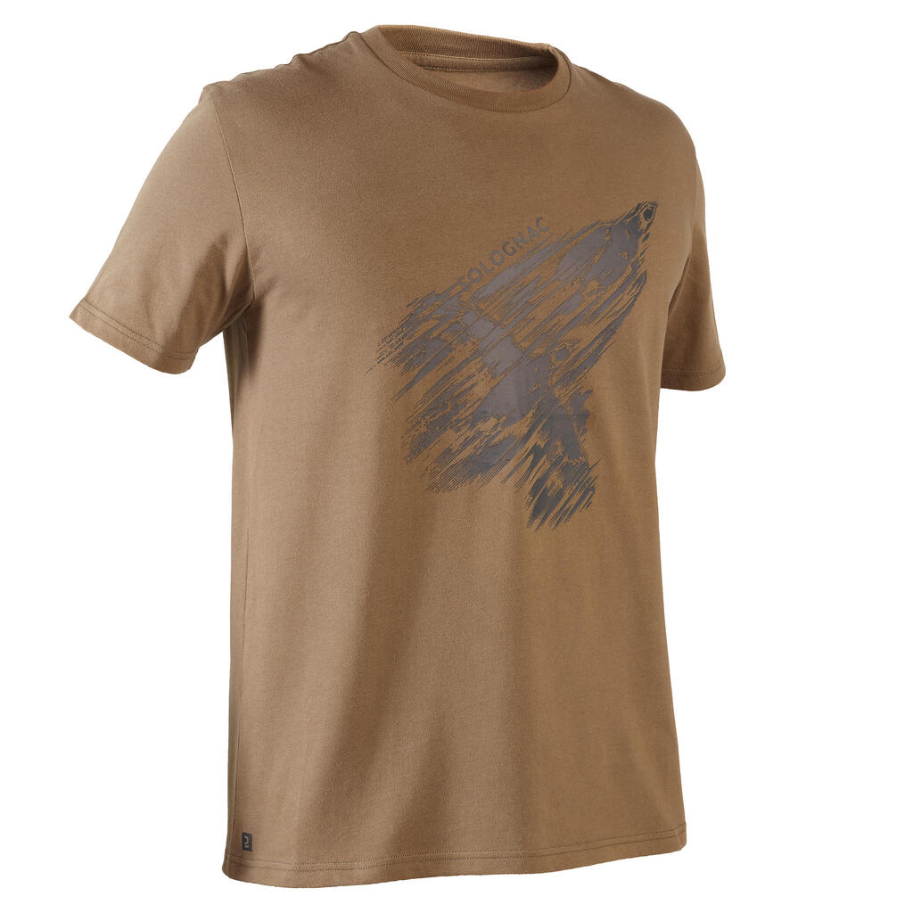 Men's Hunting Short-sleeved T-shirt - 100 predrix beige