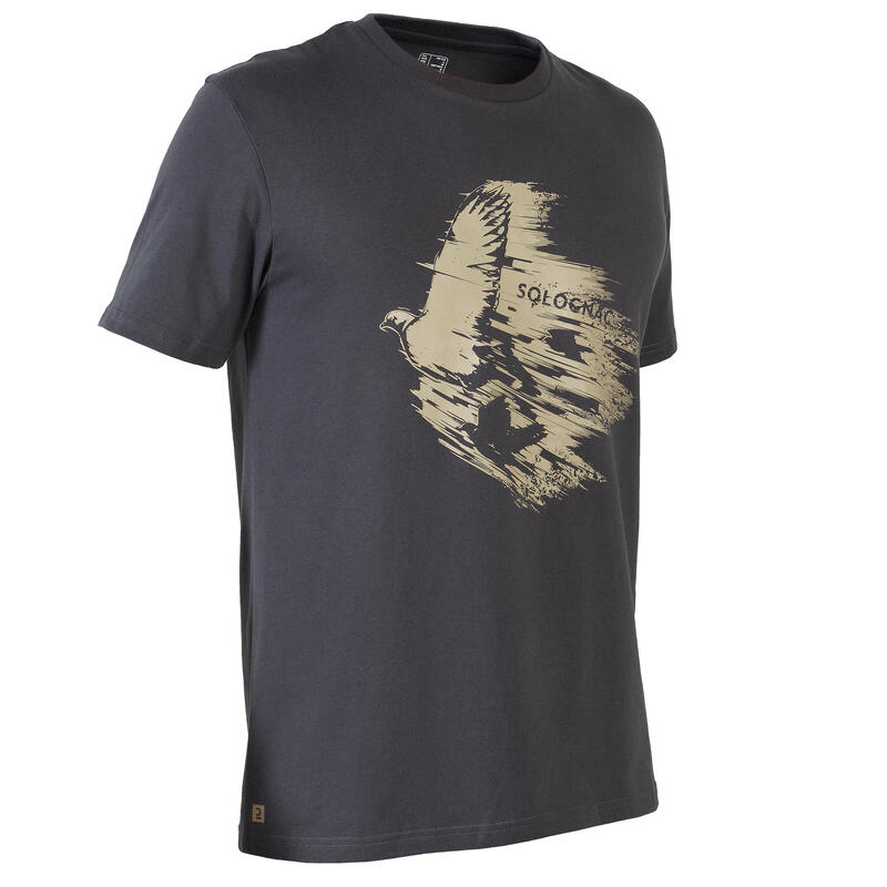 Men's Hunting Short-sleeved Cotton T-shirt - 100 grey pigeons