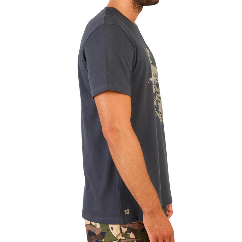 T-shirt manches courtes chasse coton Homme - 100 pigeons grise