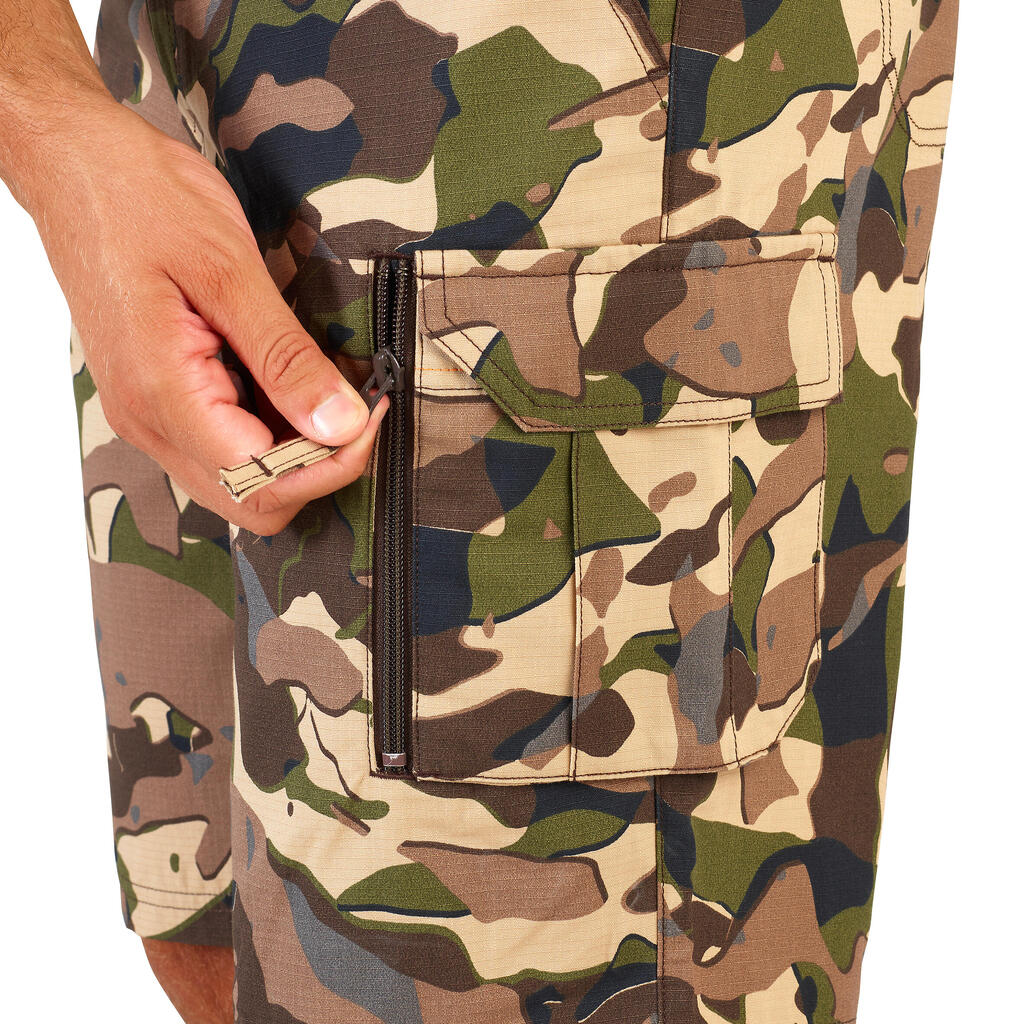 Jagdshorts 500 Camouflage Woodland grün und braun 