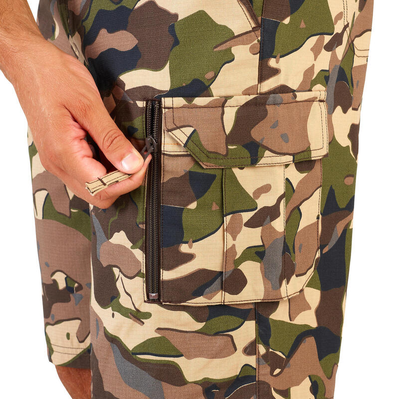 Bermudashorts 500 Camouflage Woodland V1 LTD braun