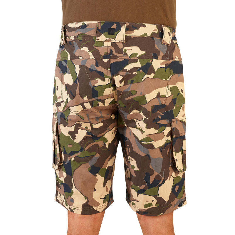 Bermudas Pantalon Corto Caza Solognac 500 Hombre Marrón Camuflaje Woodland V1