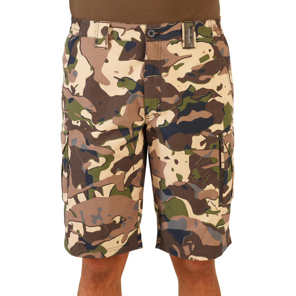 Jagdshorts 500 Camouflage Woodland grün und braun 