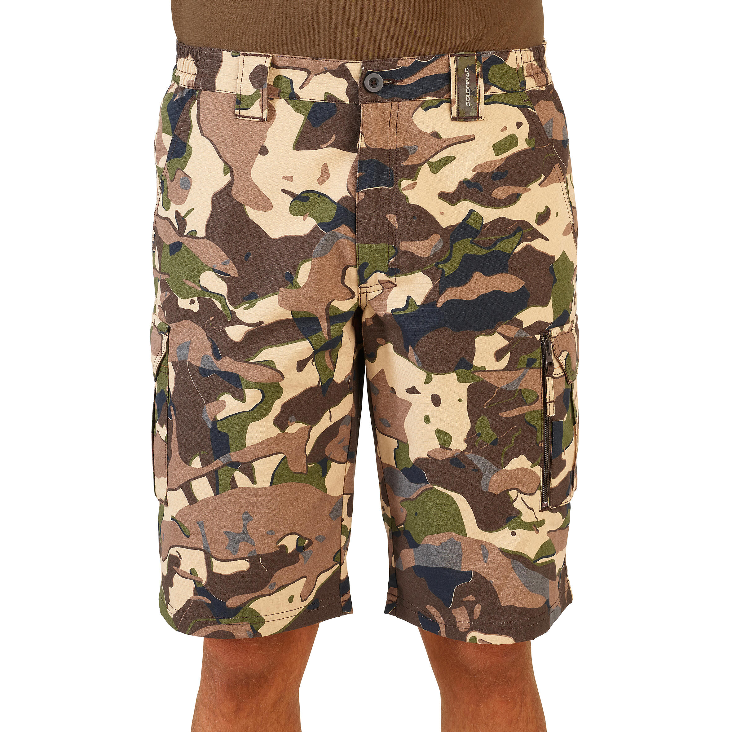SOLOGNAC Bermudas Pantalon Corto Caza Solognac 500 Hombre Marrón Camuflaje Woodland V1