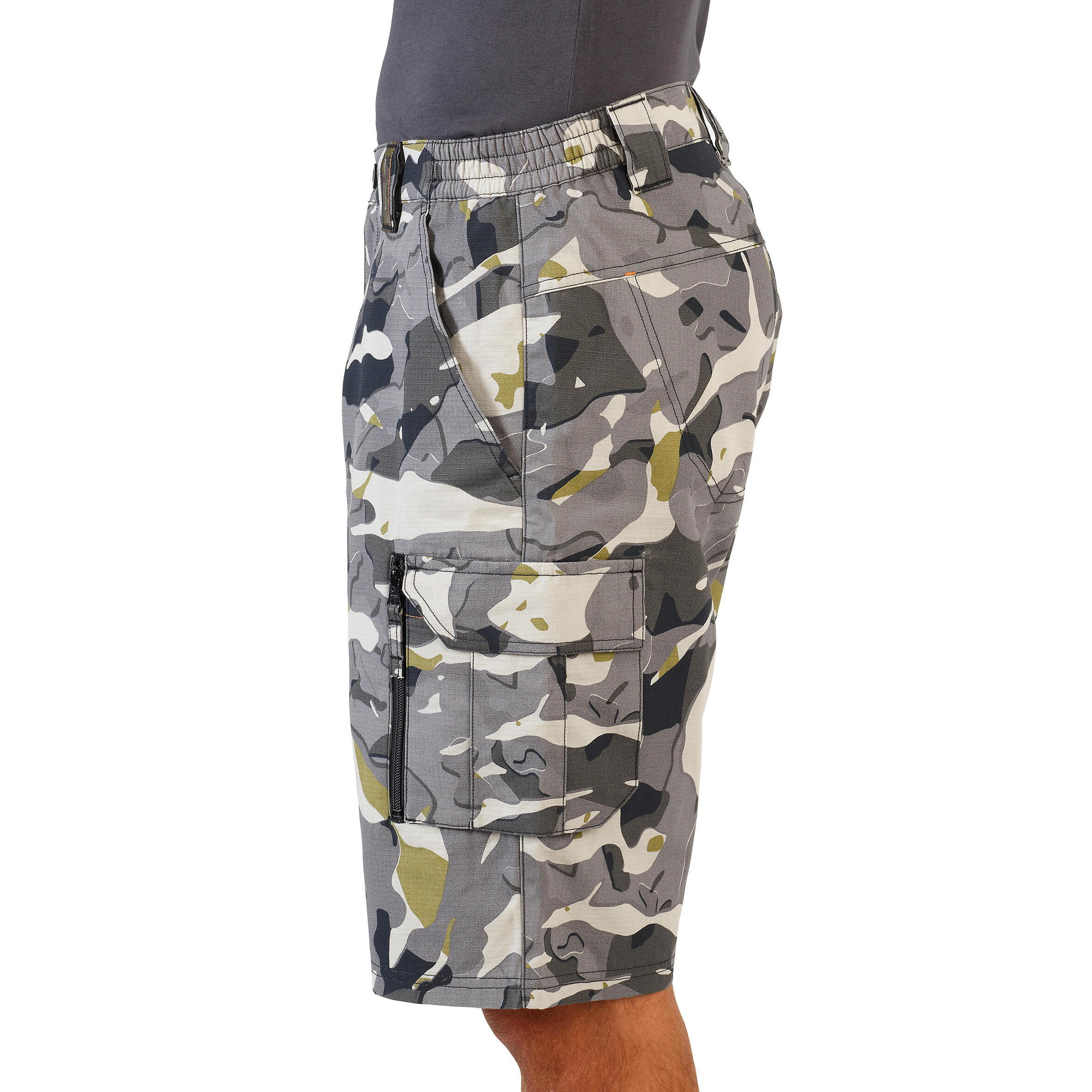 Men Cargo Bermuda Shorts Army Military Camo Print 500 - Woodland Camo Grey