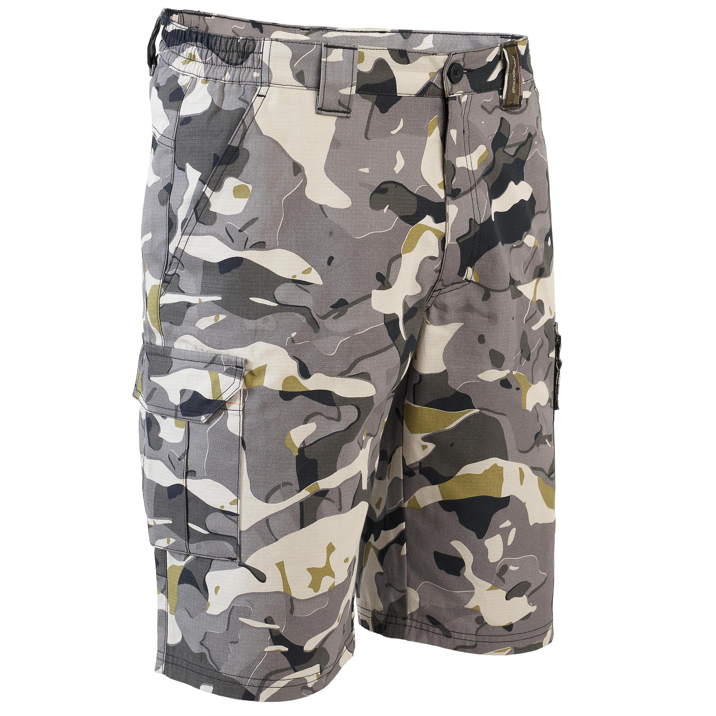 SOLOGNAC Bermuda shorts 500 - Woodland V1 mineral grey LTD camouflage