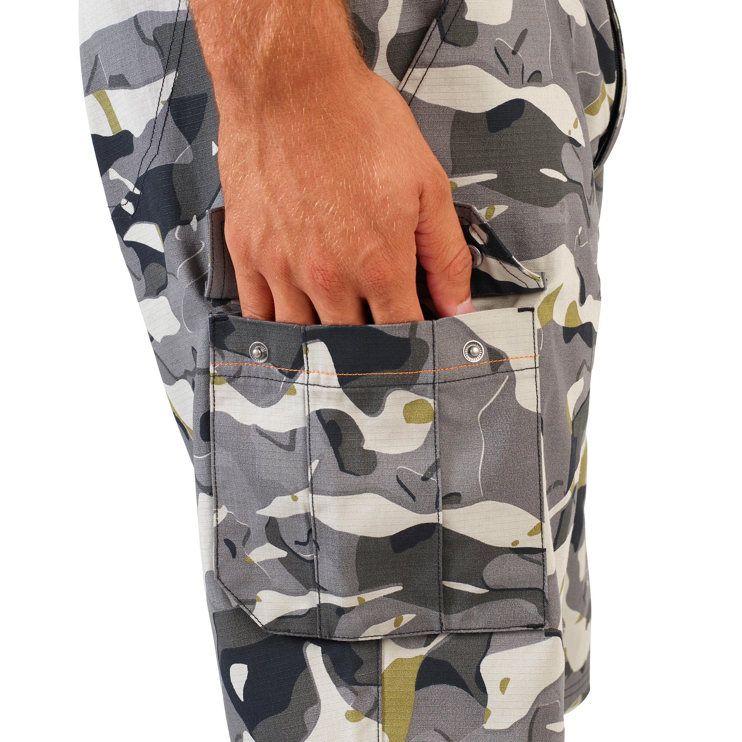 Bermuda shorts 500 - Woodland V1 mineral grey LTD camouflage 10/13
