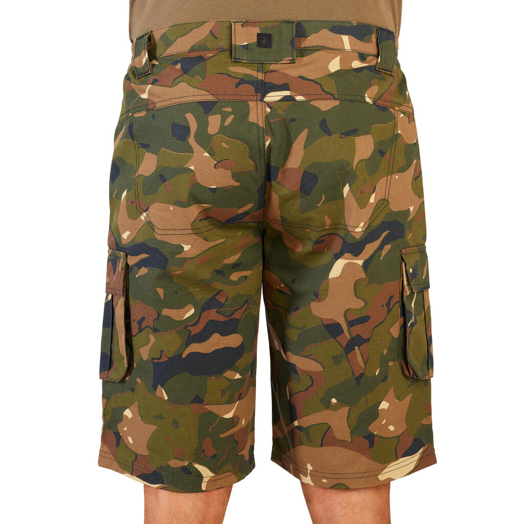 Jagdshorts 500 Camouflage Woodland grün und braun 