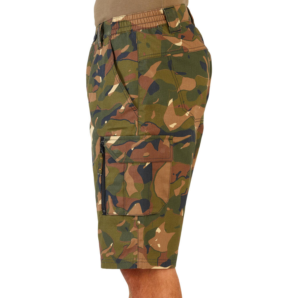 Jagdshorts 500 Camouflage Woodland grün und braun 