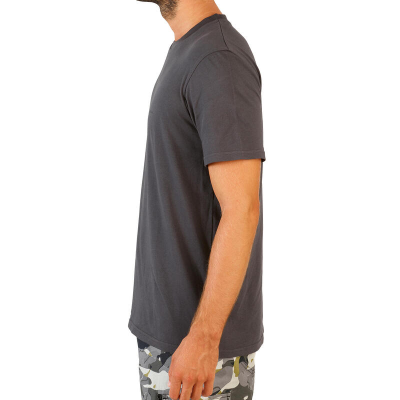 T-shirt manches courtes coton Homme - 100 carbon gris