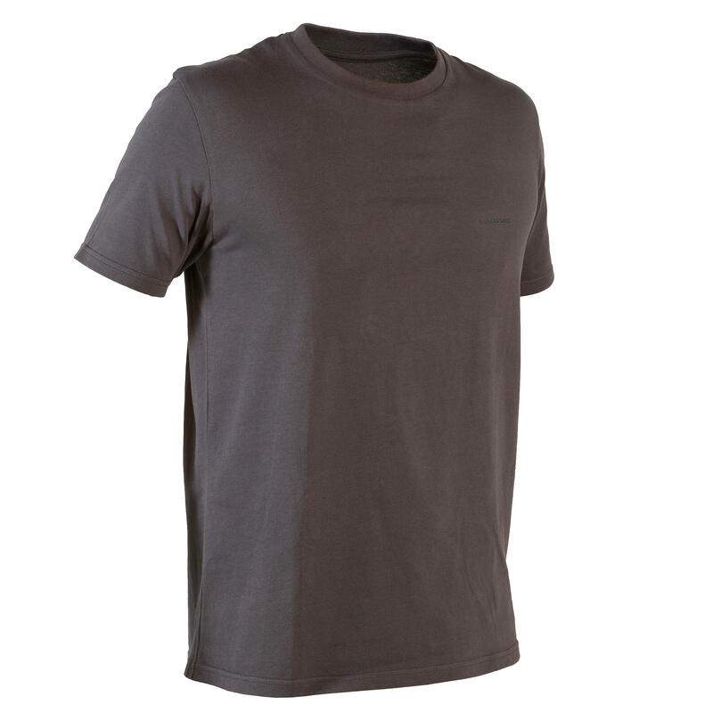 Short-sleeved hunting T-shirt 100 carbon grey