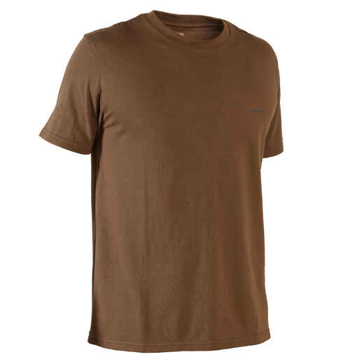 
      Men's Short-sleeved Cotton T-shirt - 100 brown bark
  