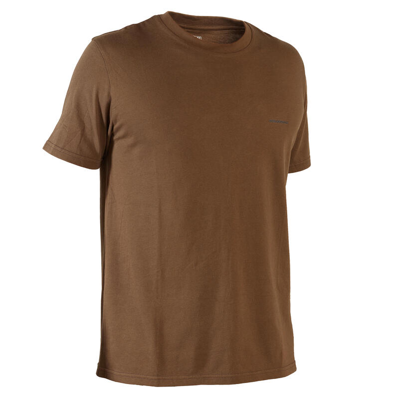 Short-sleeved hunting T-Shirt 100 - bark brown