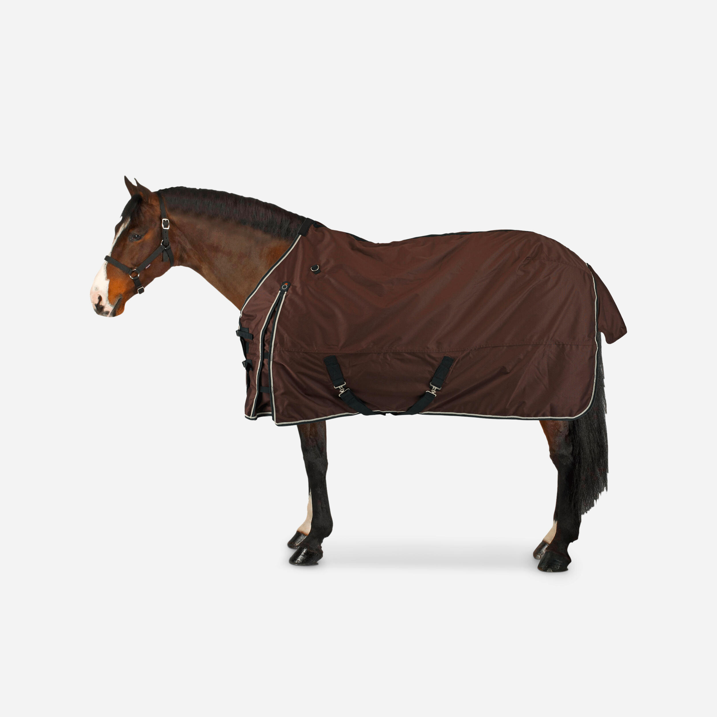 Horse Riding Waterproof Turnout Sheet for Horse & Pony Allweather Light - Brown 1/1