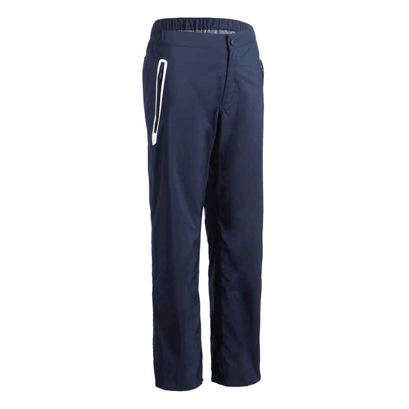 Kids’ golf waterproof rain trousers RW500 navy blue