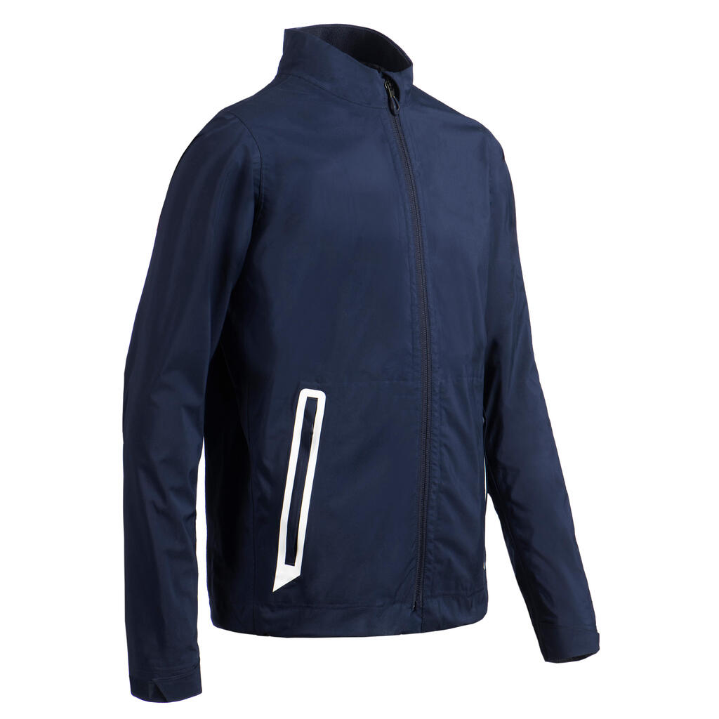 Kids golf waterproof rain jacket RW500 navy blue