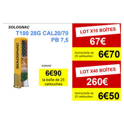 Cartouches ball trap CARTOUCHE BALL TRAP T100 28g CALIBRE ...