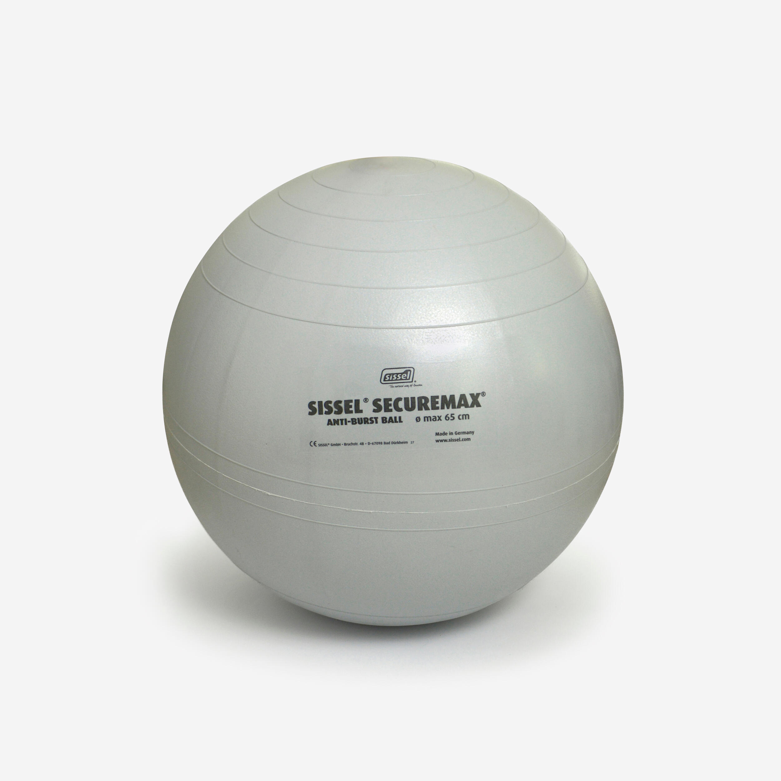 Gym Ball Secure Max Fitness Size 2 65 cm Grey Sissel Decathlon