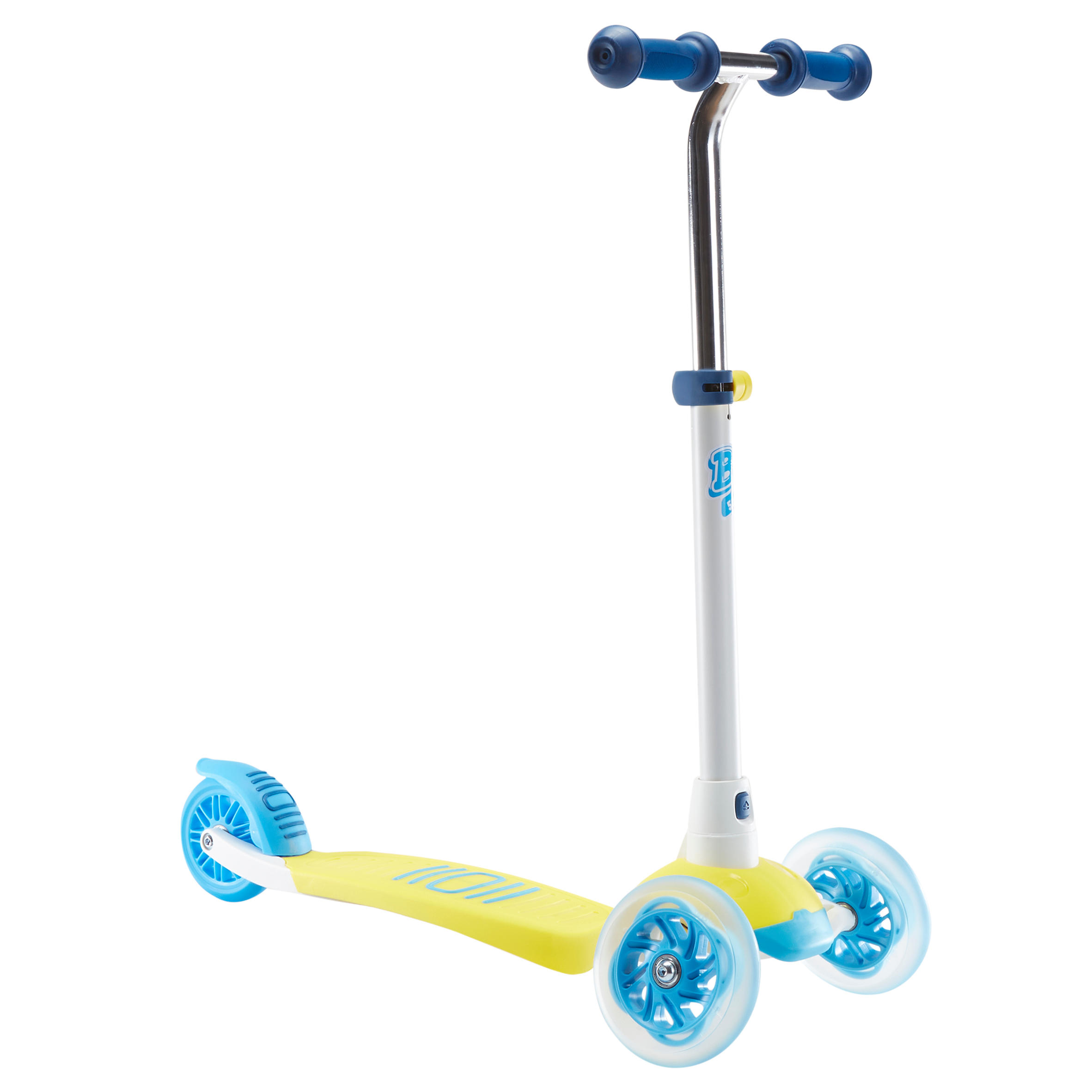 Kids' folding 3-wheeled light-up scooter, yellow 2/9