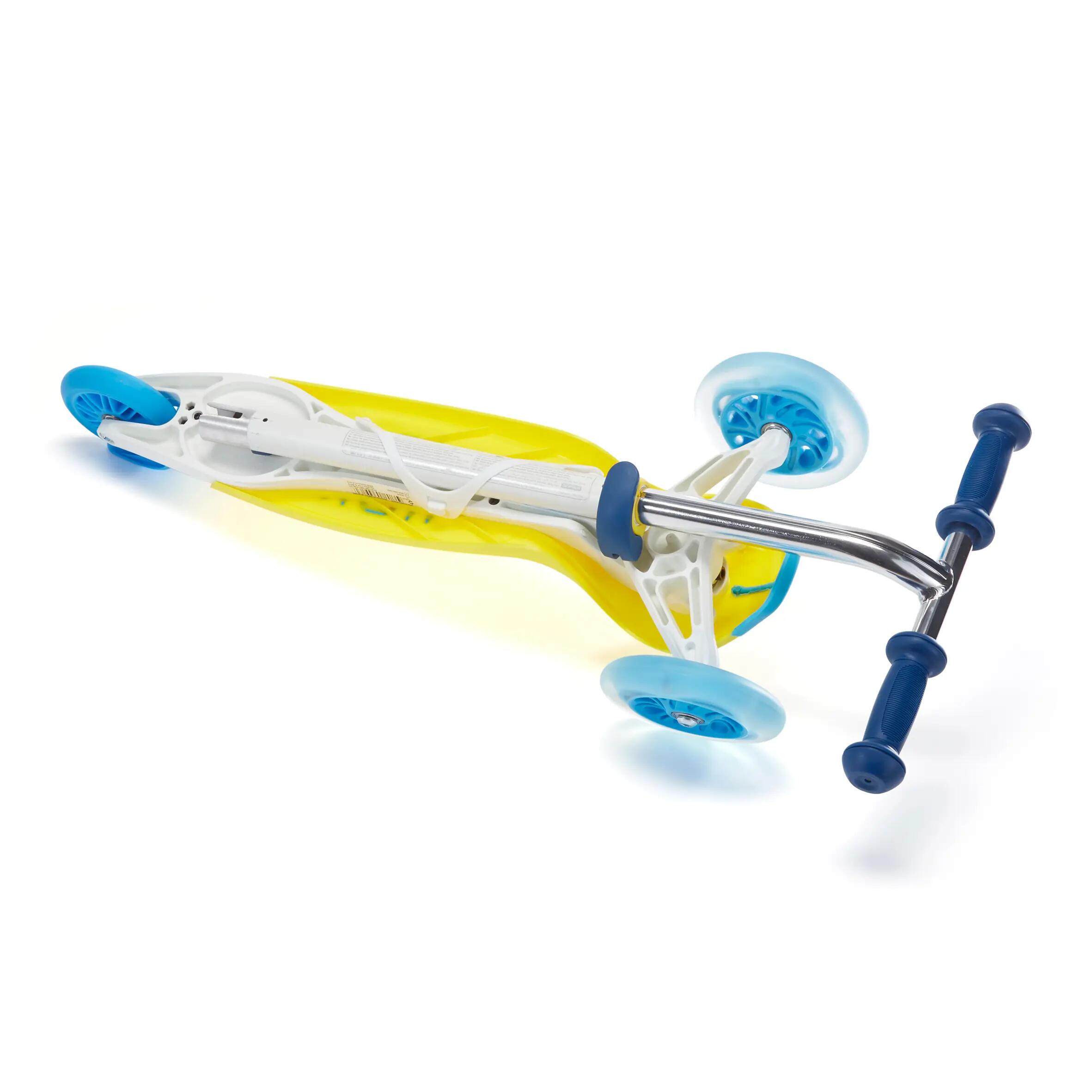 Kids' folding 3-wheeled light-up scooter, yellow 6/9